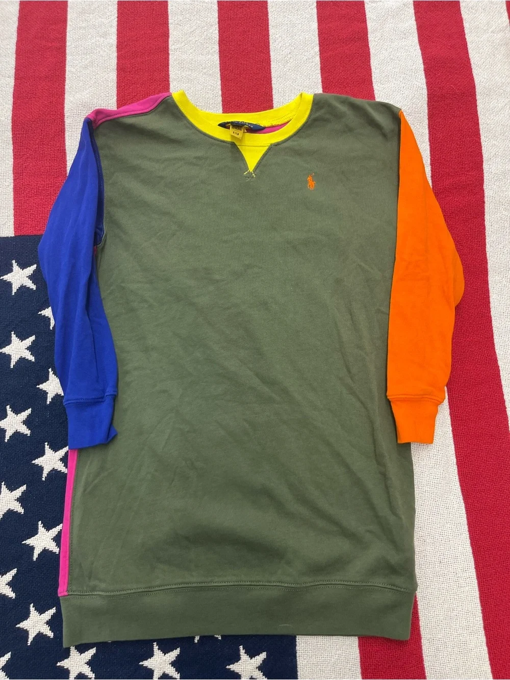 Polo Ralph Lauren Color Blocked Spa Terry Sweatshirt Dress Girls Size 6X